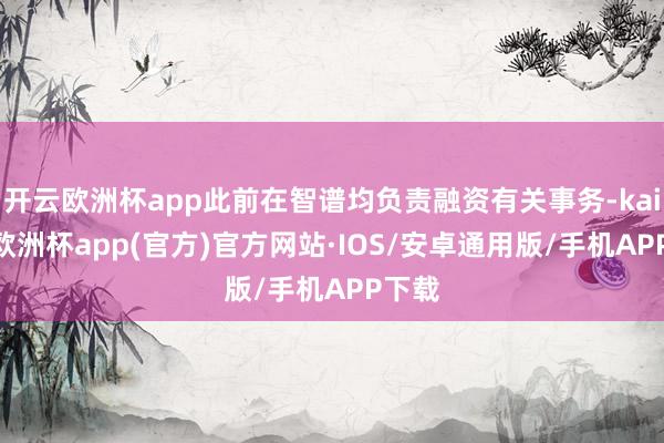 开云欧洲杯app此前在智谱均负责融资有关事务-kaiyun欧洲杯app(官方)官方网站·IOS/安卓通用版/手机APP下载